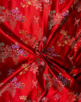 Satin jacquard nature asian Red - Tissushop